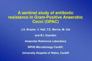 A sentinel study of antibiotic resistance in Gram-Positive Anaerobic Cocci (GPAC)