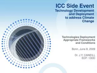 ICC Side Event Technology Development and Deployment to address Climate Change