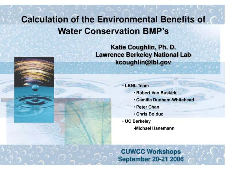 calculation of the environmental benefits of water conservation bmp s