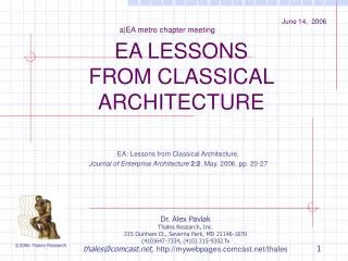 EA LESSONS FROM CLASSICAL ARCHITECTURE