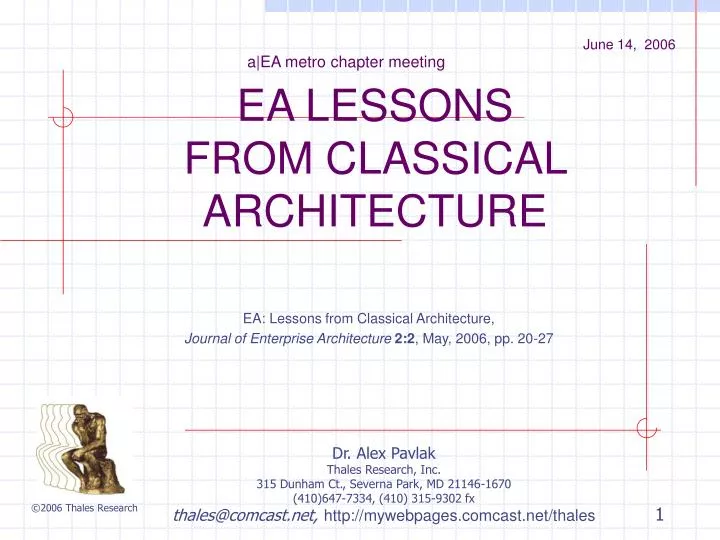 ea lessons from classical architecture