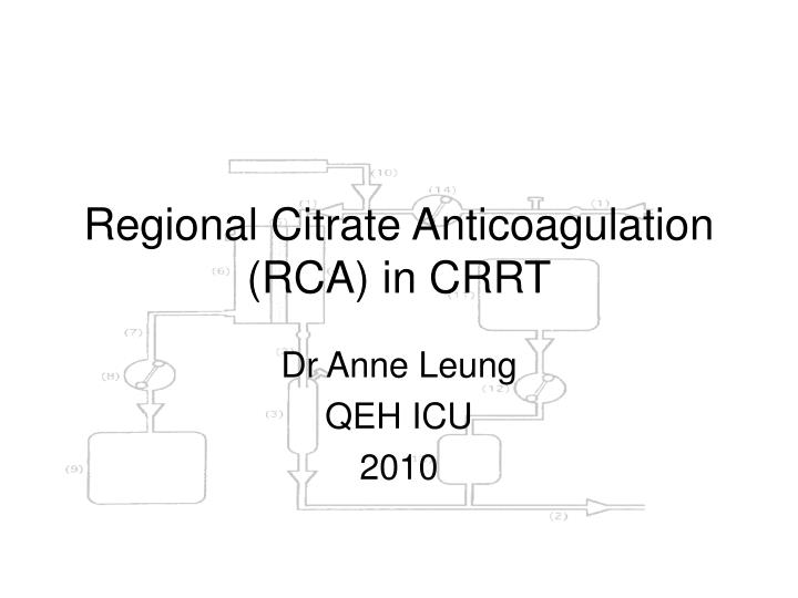 regional citrate anticoagulation rca in crrt