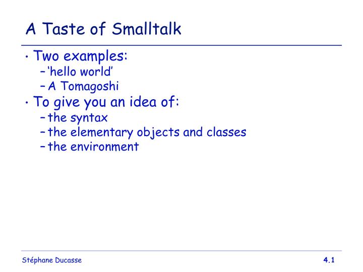 a taste of smalltalk