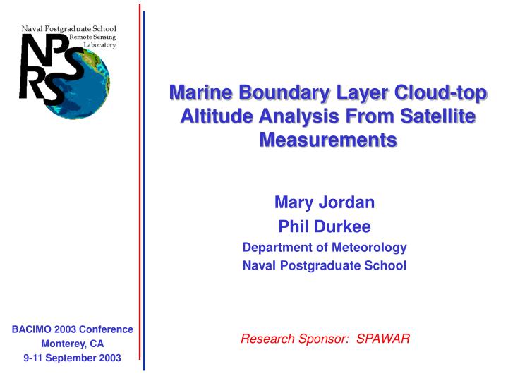 marine boundary layer cloud top altitude analysis from satellite measurements