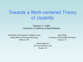 Towards a Work-centered Theory of Usability