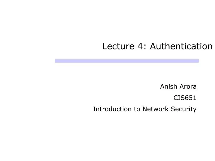 lecture 4 authentication