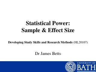 Statistical Power: Sample &amp; Effect Size