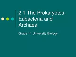 2.1 The Prokaryotes: Eubacteria and Archaea
