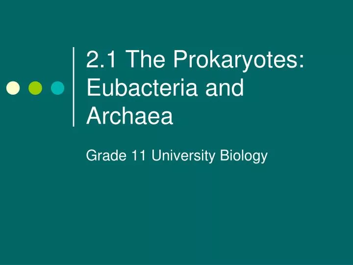 2 1 the prokaryotes eubacteria and archaea