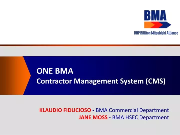 one bma contractor management system cms