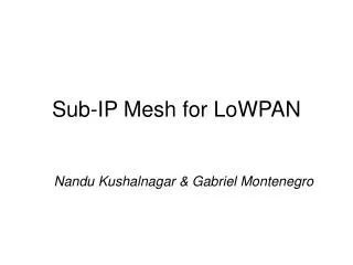 Sub-IP Mesh for LoWPAN