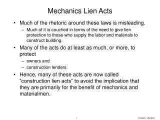 Mechanics Lien Acts
