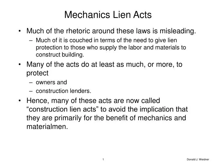 mechanics lien acts