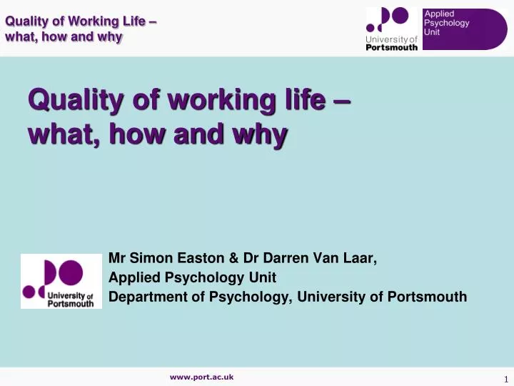 quality of working life what how and why