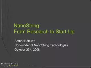 NanoString: From Research to Start-Up