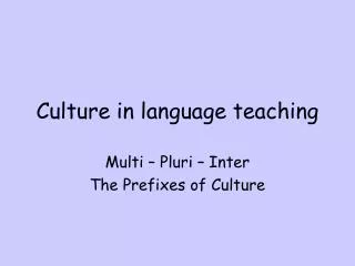 Culture in language teaching