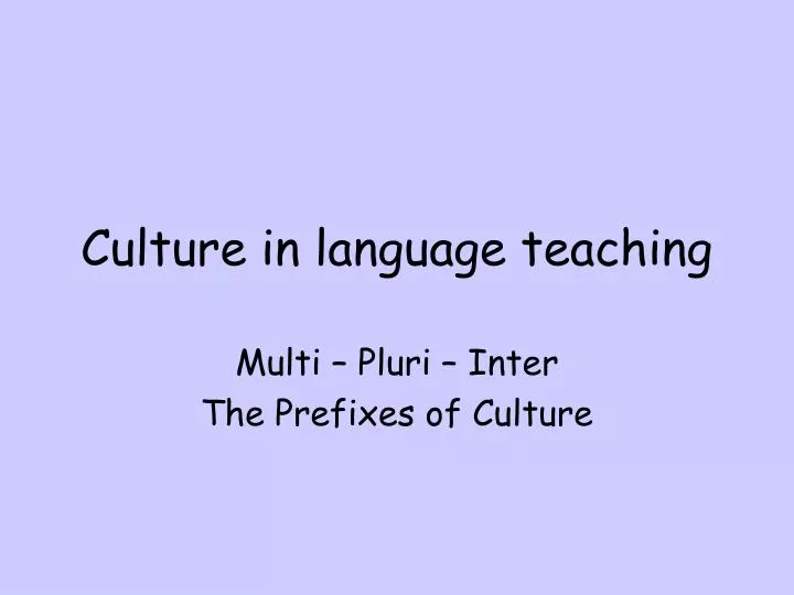 culture in language teaching