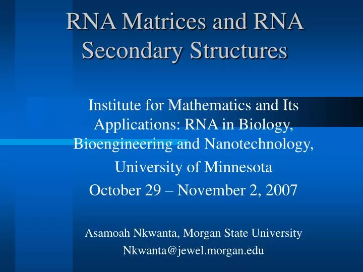 rna matrices and rna secondary structures