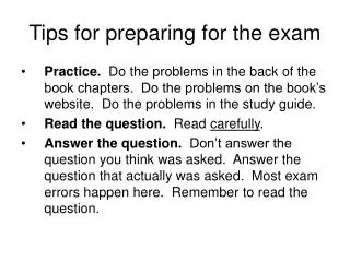 Tips for preparing for the exam