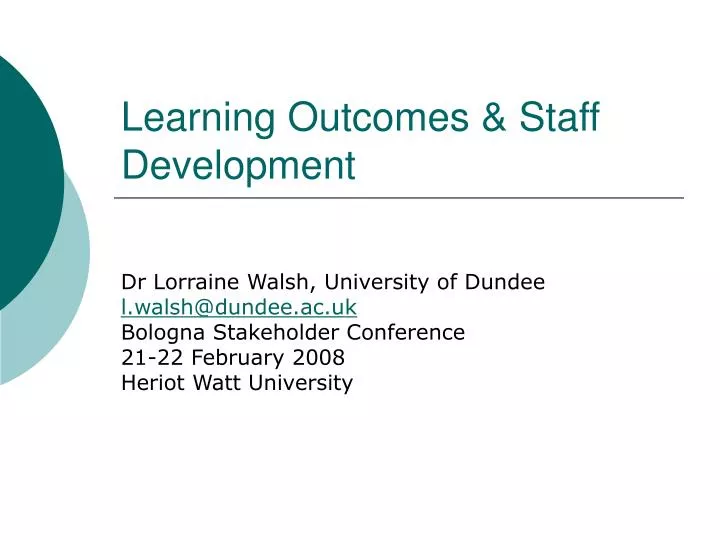 learning outcomes staff development