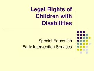 Legal Rights of Children with Disabilities
