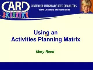 Using an Activities Planning Matrix