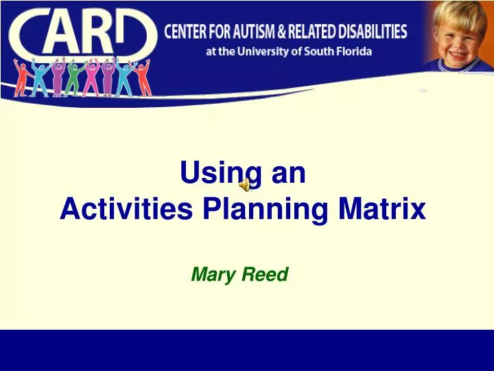 using an activities planning matrix