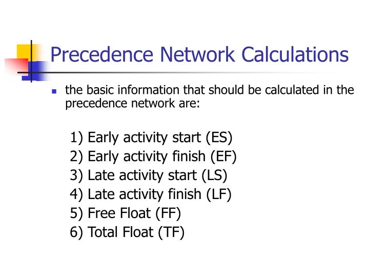precedence network calculations
