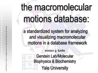 the macromolecular motions database: