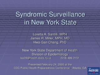 Syndromic Surveillance in New York State