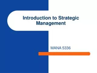 Introduction to Strategic Management