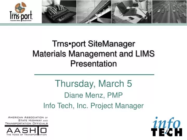 trns port sitemanager materials management and lims presentation