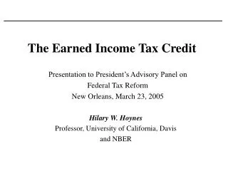 The Earned Income Tax Credit