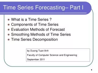 Time Series Forecasting– Part I