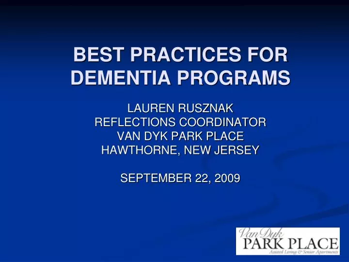 best practices for dementia programs