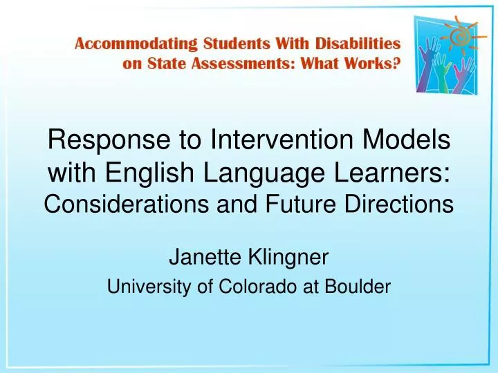 response to intervention models with english language learners considerations and future directions