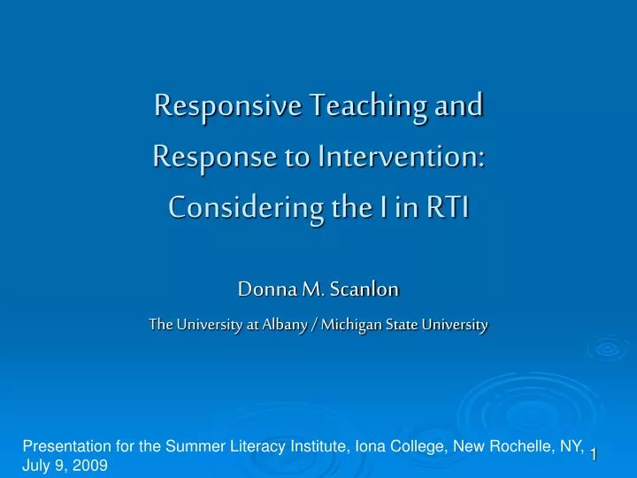 responsive teaching and response to intervention considering the i in rti