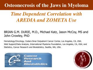 Osteonecrosis of the Jaws in Myeloma
