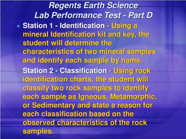 regents earth science lab performance test part d