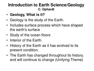 Introduction to Earth Science/Geology C. Ophardt