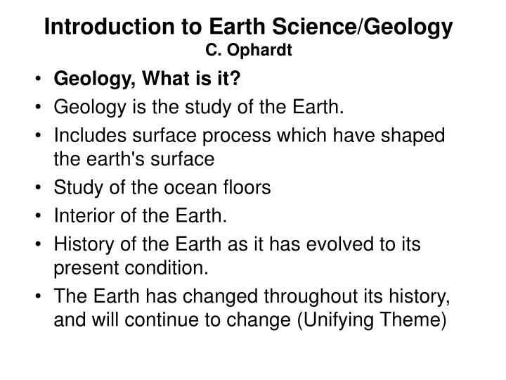 introduction to earth science geology c ophardt