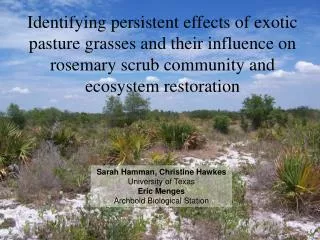 Identifying persistent effects of exotic pasture grasses and their influence on rosemary scrub community and ecosystem r