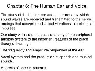Chapter 6: The Human Ear and Voice