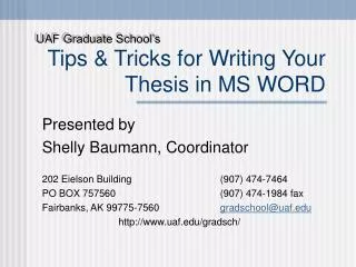 Tips &amp; Tricks for Writing Your Thesis in MS WORD