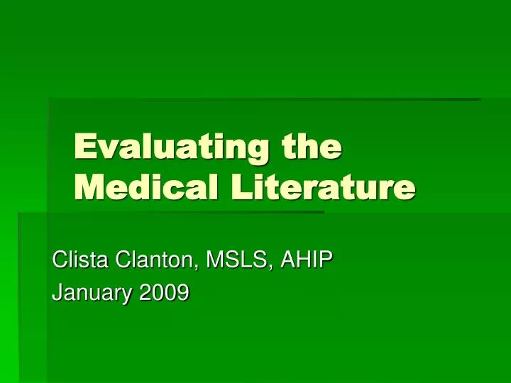 evaluating the medical literature