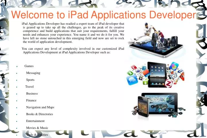 welcome to ipad applications developer