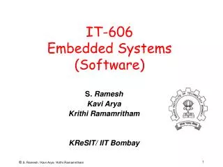 IT-606 Embedded Systems (Software)