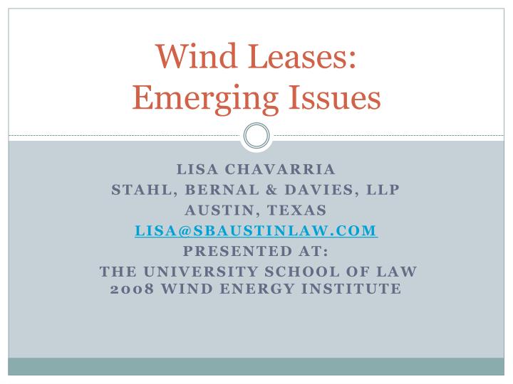 wind leases emerging issues
