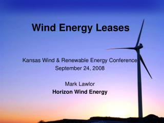 Wind Energy Leases