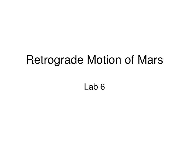 retrograde motion of mars
